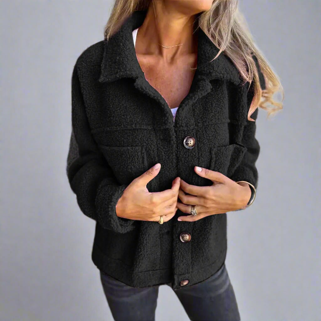 Adèle | Veste en Tissu Sherpa à Col à Revers pour Élégance et Chaleur lunnav